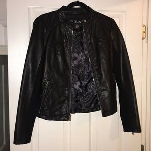 Guess leather black jacket. Size small. Never worn